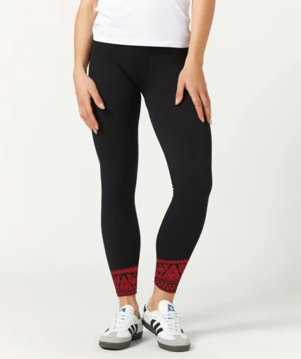 Vintage Black Pattern Cotton Leggings - Ankle Length