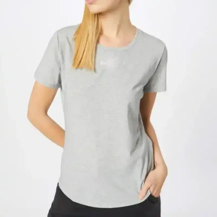 Women Grey Slim Fit Curved Hem Styled Cotton T-Shirt