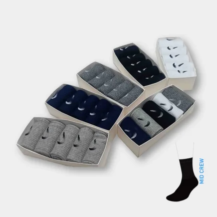 Casual Running Cotton Sports Socks- Mid Crew - Unisex -5 Pair pack