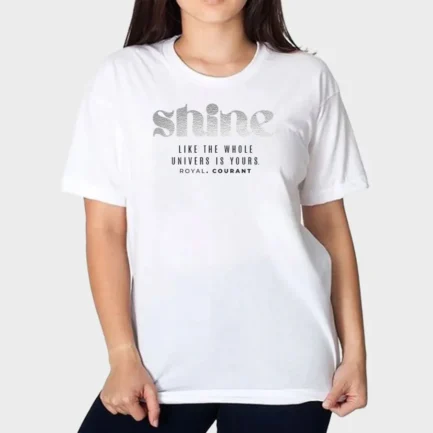 Women Cotton T-Shirt Shine silver vinyl print