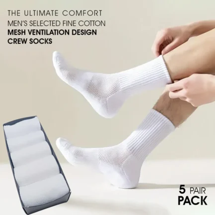 5 Pairs Men's Breathable Crew Socks for Spring and Summer