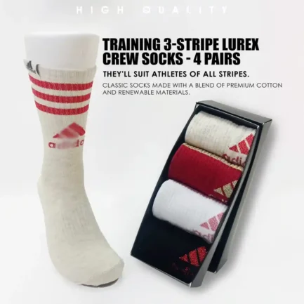 Luxurious 3-Stripes Lurex Cotton Socks - 4-Pack
