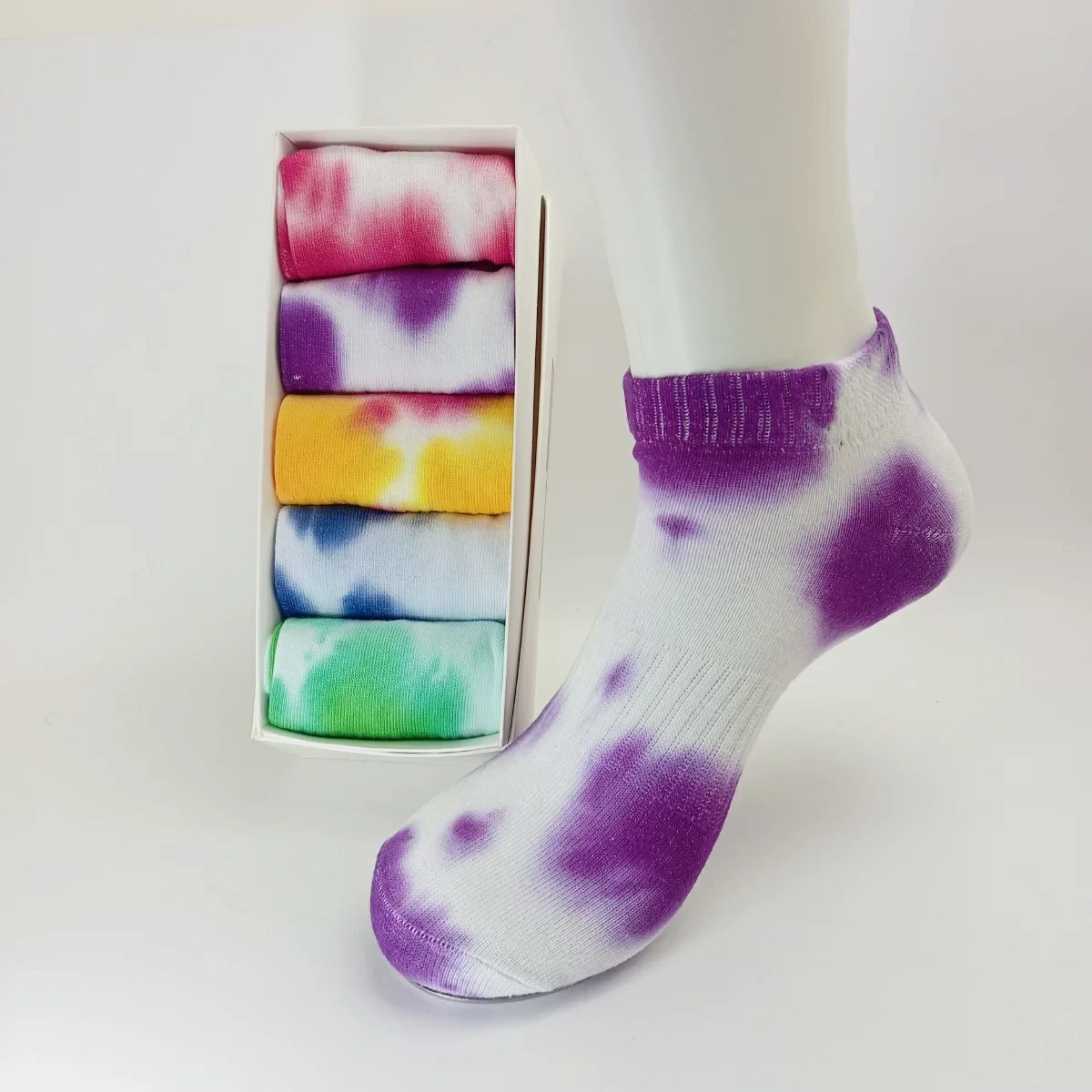Hand Dyed Cotton Low Cut Socks - Unique 5-Pack Set - Image 4
