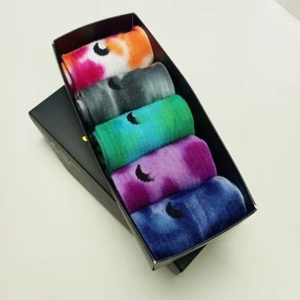 Unique Mid Crew Socks: Hand-Dyed Cotton, Pack of 5