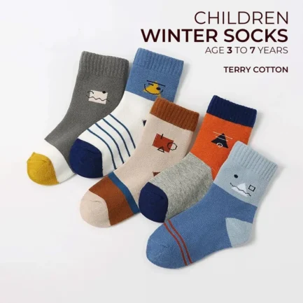 Winter Socks for Children 5 Pair Set -Terry Cushioned