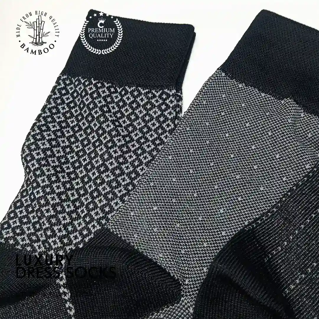 Men's Jacquard Dress Socks - Premium Bamboo Rayon, 5 Pairs - Image 3