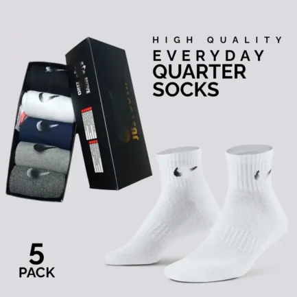 Unisex Quarter Length Cotton Sports Socks - 5 Pair Pack