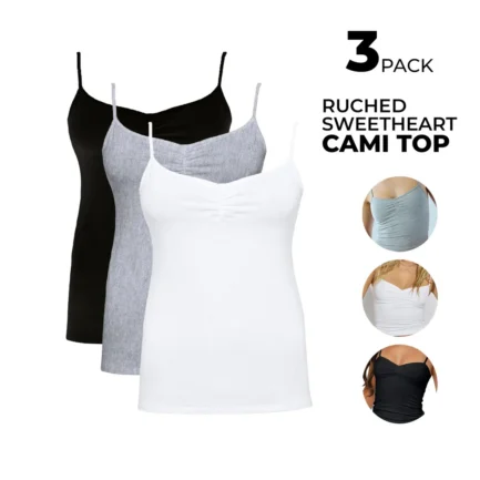 Ruched Sweetheart adjustable Cami Top 3 pieces