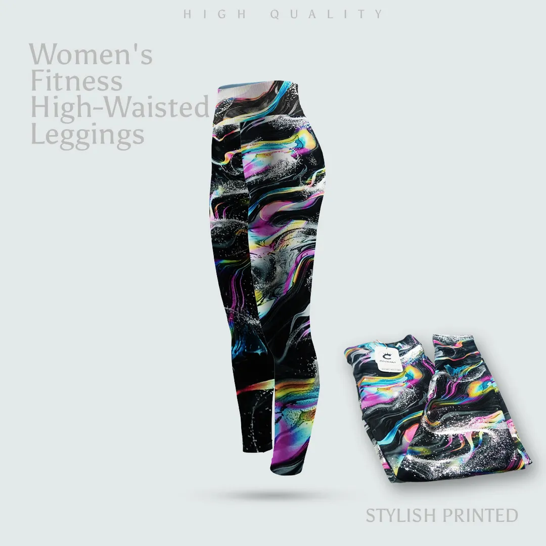 Women allover foil swirl print stretchy Leggings