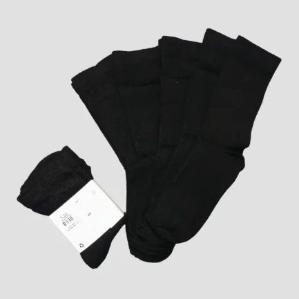 Premium Black Rib Crew Socks for Kids – 5-Pack Comfort