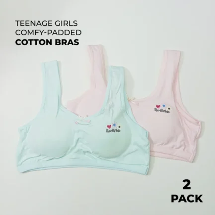 Comfy Padded Cotton Bras for-Teenage Girls - 2pcs