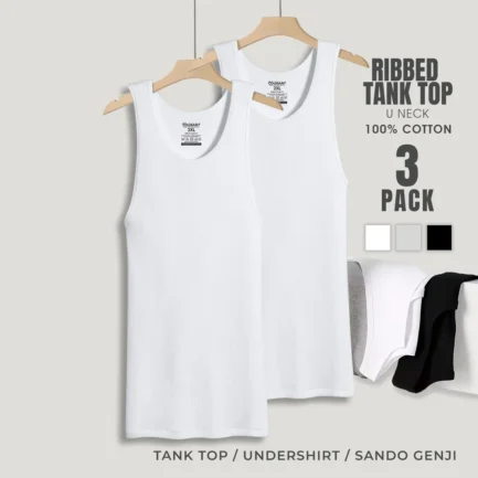 Ribbed Superior Cotton Undershirt-Sando Genji -3 Pack