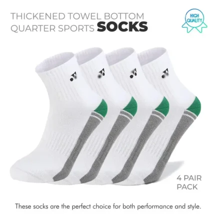 Sporty & Soft: Thickened Towel Bottom Socks - 4 Pack