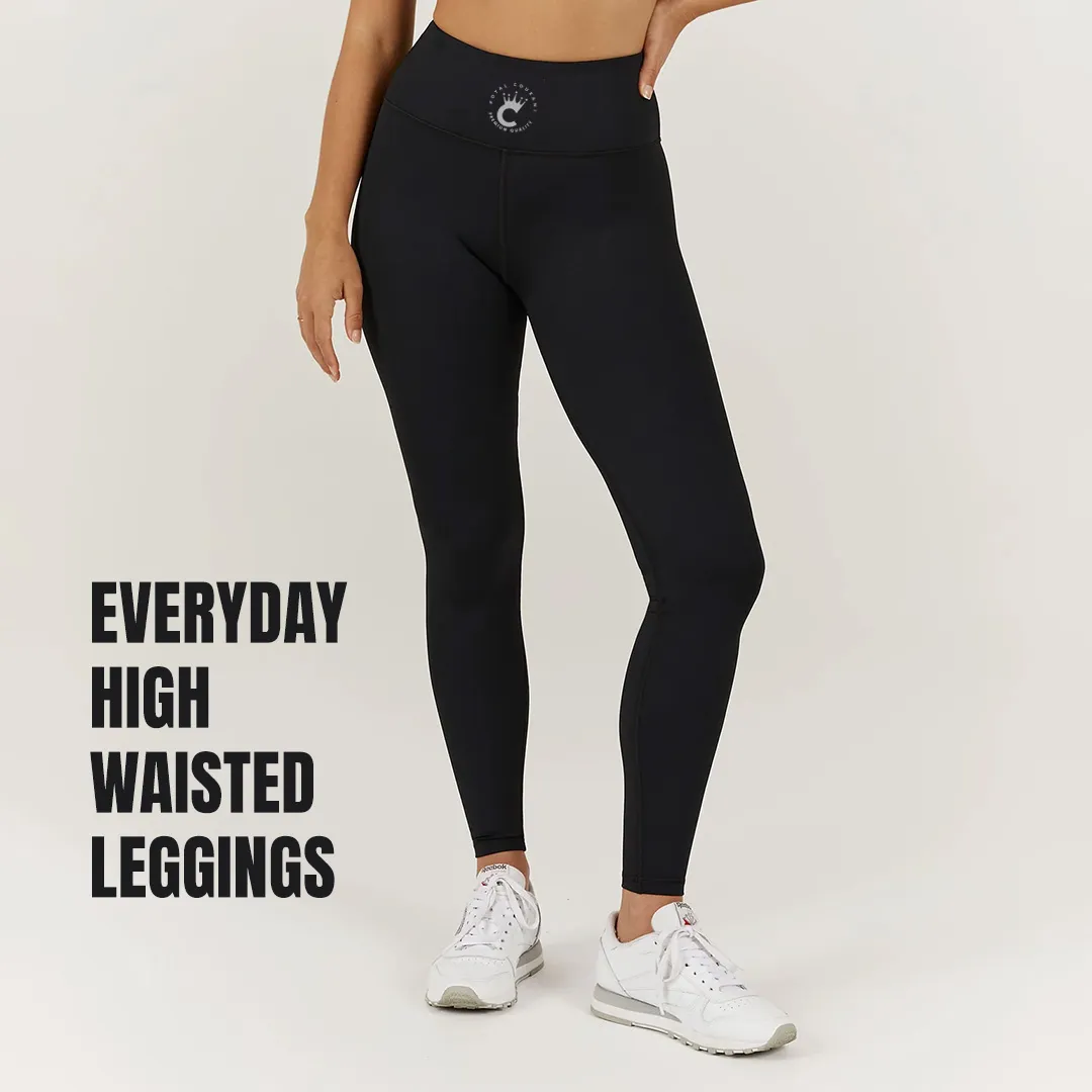 Women's High-Waisted Solid Black Leggings - 1 pack