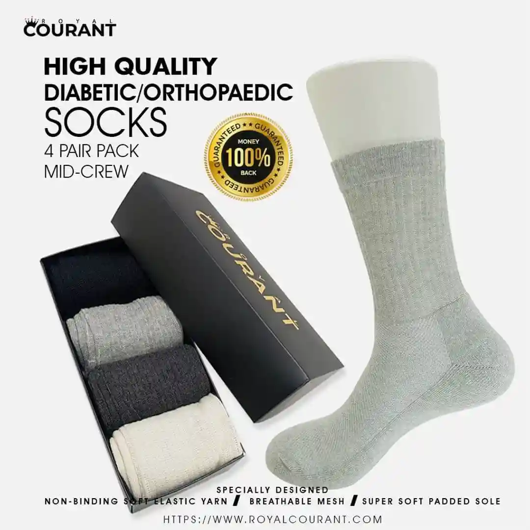 Diabetic Socks Extra padded/terry sole 4 Pair Pack