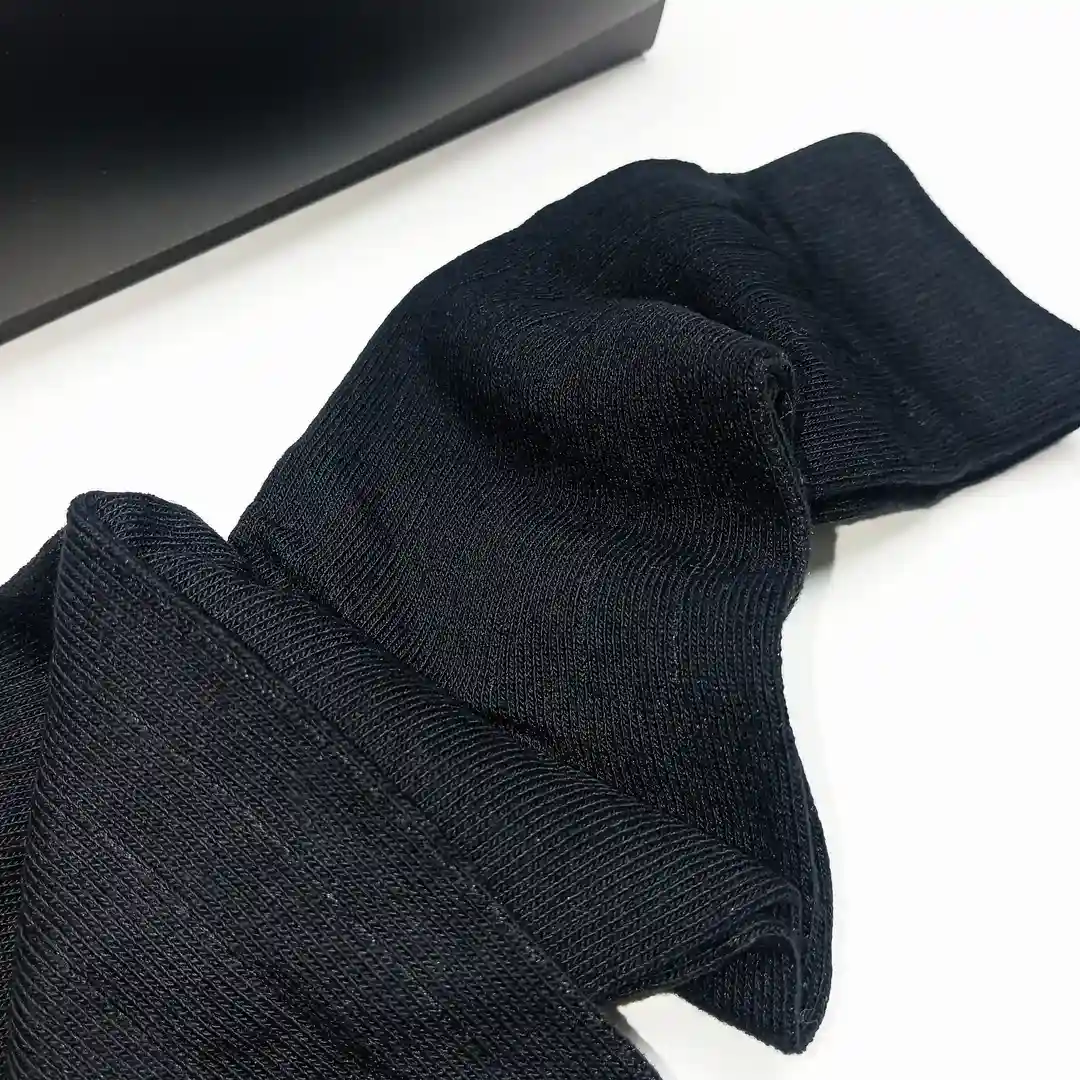 Retro Solid Black Crew Cuff Cotton Business Socks 5 Pairs - Image 6