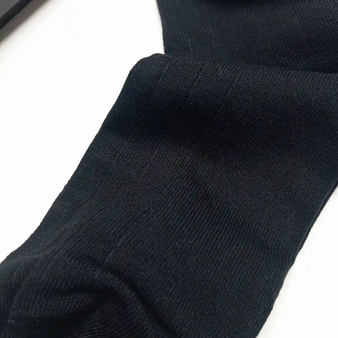 Retro Solid Black Crew Cuff Cotton Business Socks 5 Pairs - Image 4