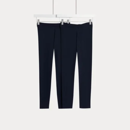 Essential Cotton Leggings for Girls - Black, 2 Pack