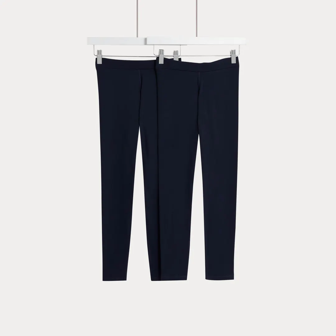 Essential Cotton Leggings for Girls - Black, 2 Pack