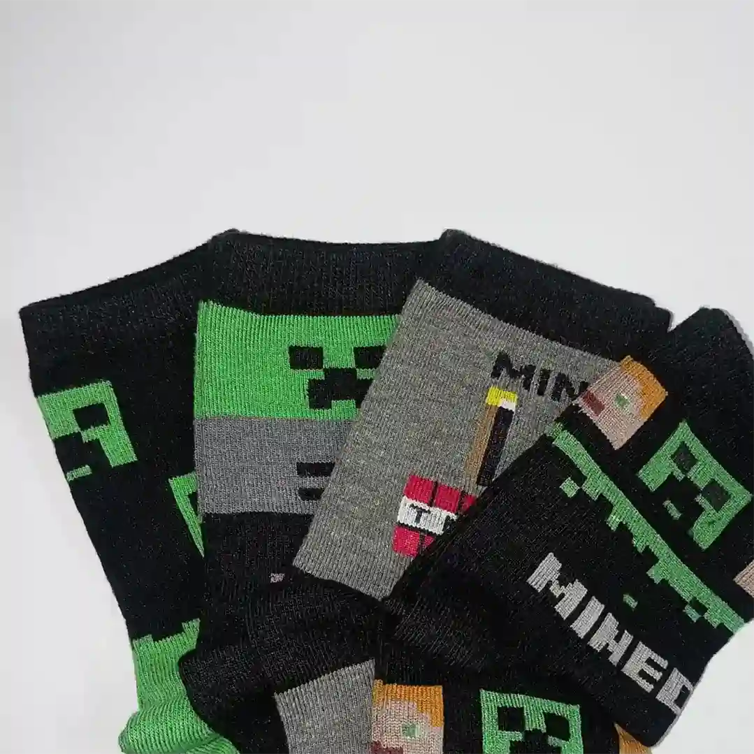 Minecraft Socks Jacquard Creeper Design 4 Pairs - Image 3