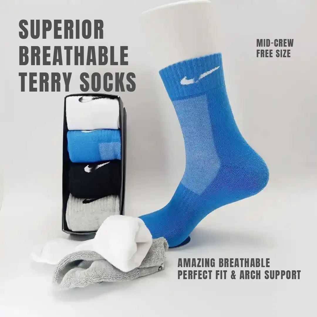 Superior Footbed Terry Cushioned Socks Pack of 4