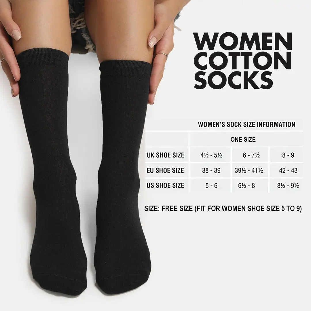 Everyday Black Cotton Socks: 5-Pair Pack for Women - Image 2