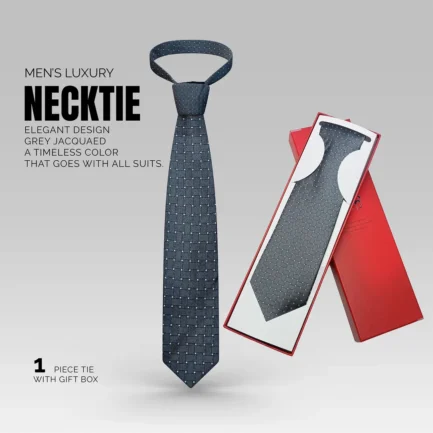 Men's Luxury Grey Neck Tie - Jacquard Textured