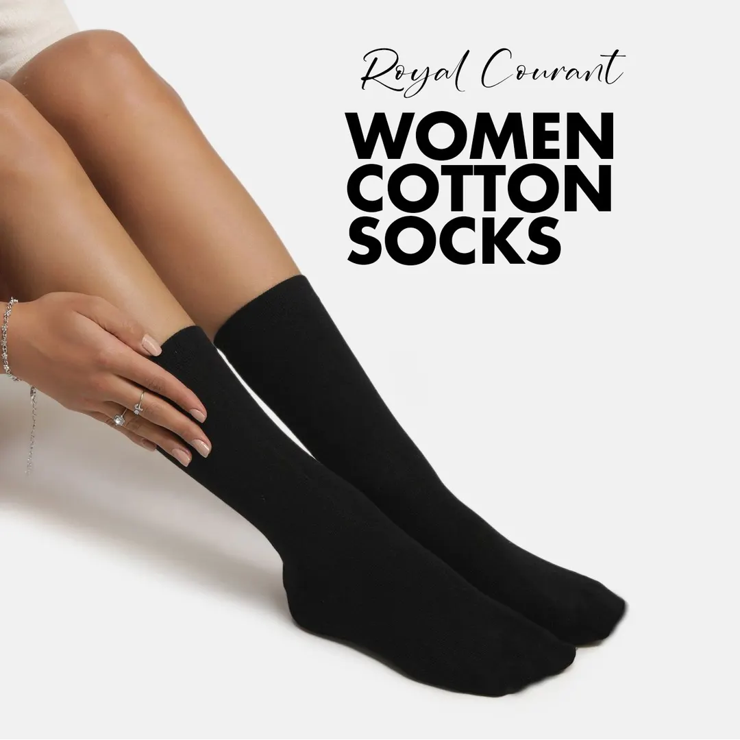 Everyday Black Cotton Socks: 5-Pair Pack for Women