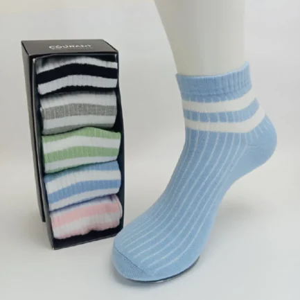 Retro Striped Cotton Rich Short Socks- Pack of 5