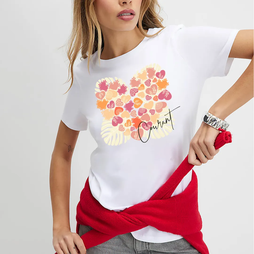 Women's heart Print Cotton T-shirts