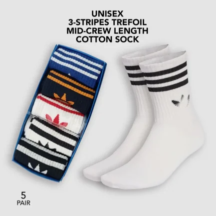 Trefoil Roller Cotton Socks Mid Crew  Pack of 5