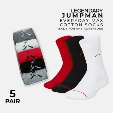 Jumpman Everyday Max Mid-Crew Cotton Socks - 5 Pack