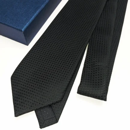 Alternative view of Men’s Luxury Black Silk Neck Tie – Jacquard Textured