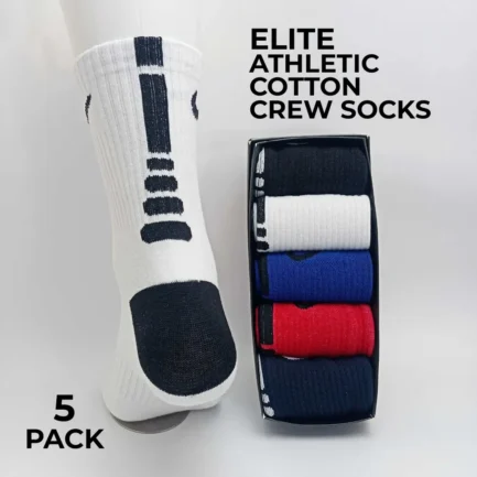 Elite Athletic Cotton Crew Socks - Pack of 5