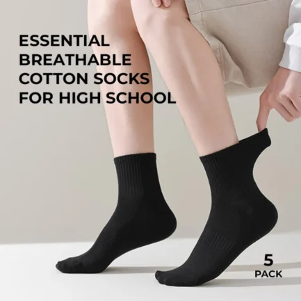 Alternative view of Essential Breathable Cotton Socks for High School - 5 Pairs