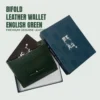 Men Bifold Leather Wallet English Green