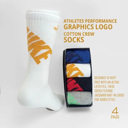 Athletes Performance Cotton Crew Graphics Socks - Pack of 4