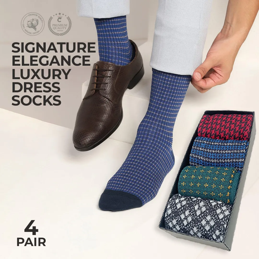 Signature Elegance: Pack of 4 Luxury Dress Socks