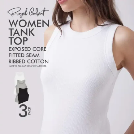 Women's Exposed Core Fitted Tank Top - 3 Pack Essentials