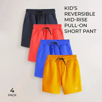Kid’s Reversible Mid-Rise Solid Pull-On Short Pant - 4 pack