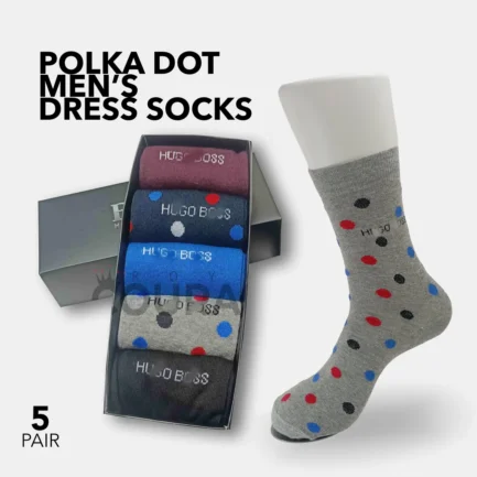 Lightweight Polka Dot Formal Socks for Men – 5-Pair Set