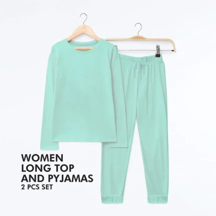 Women's Long Sleeve Mint Pest T-shirt & pajama 2-Piece Set