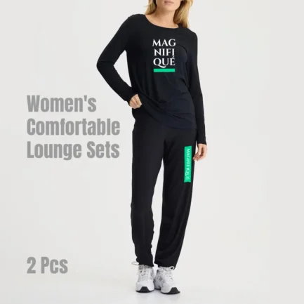Alternative view of Women Long Sleeve Tee and Pyjamas 2 Pcs set for Relaxation