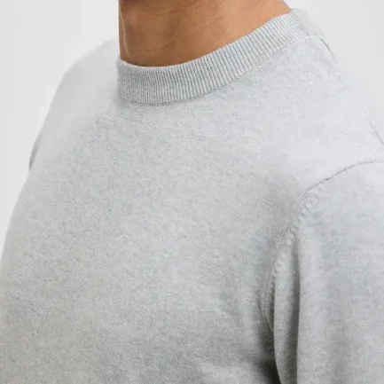 Alternative view of Grey Round Neck Cotton Casual Pullover Sweaters