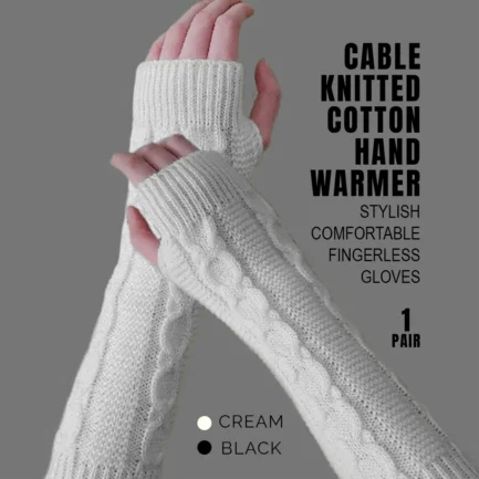 Elegant Women Long Cable Twist Knit Fingerless Gloves