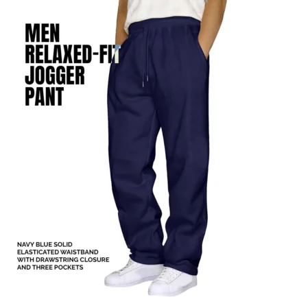 Men Fleece Relaxed-Fit Jogger Navy Pant