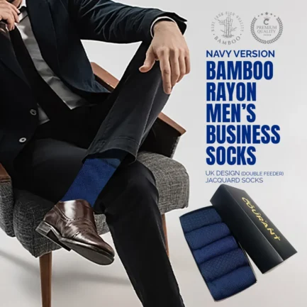 Men’s Luxury Dress Socks – Bamboo Rayon -5 Pairs (NAVY V3)